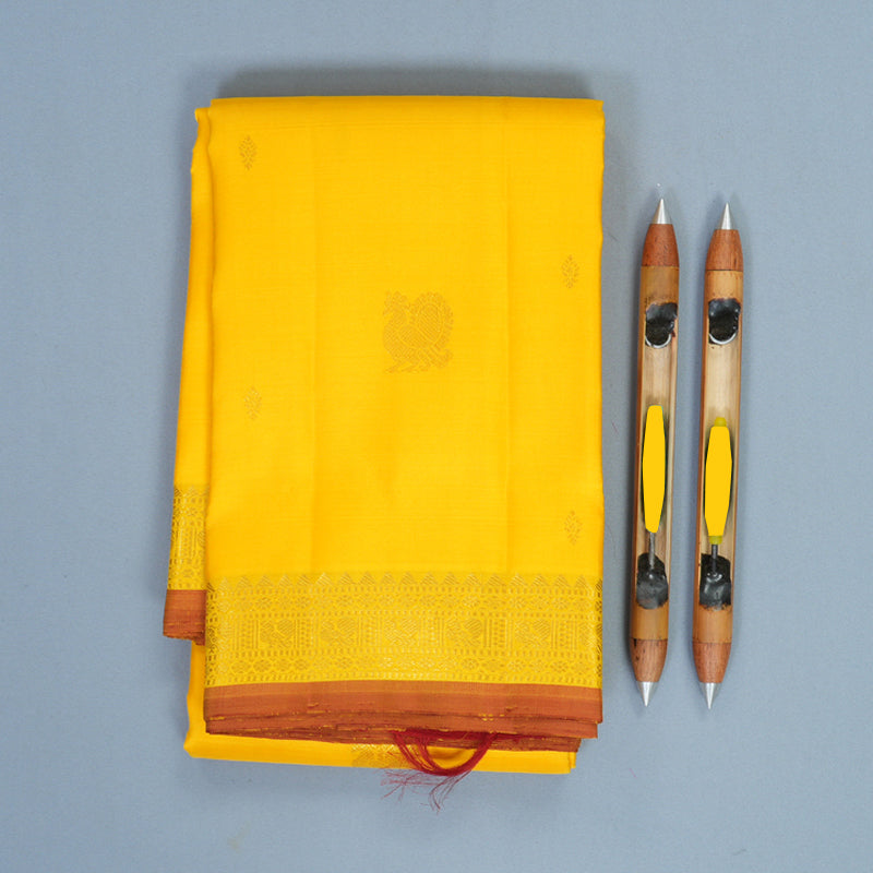 Hayagrivas Handloom Lemon Yellow Kanjivaram Silk Saree KBF656G5-6