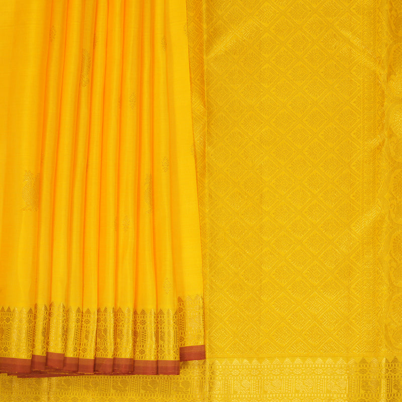 Hayagrivas Handloom Lemon Yellow Kanjivaram Silk Saree KBF656G5-6