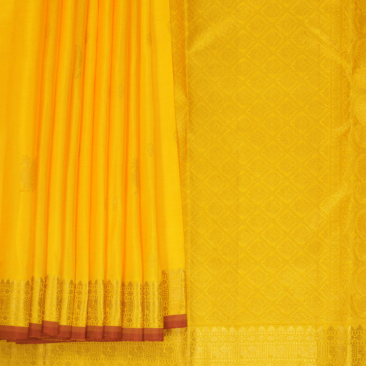 Hayagrivas Handloom Lemon Yellow Kanjivaram Silk Saree KBF656G5-6