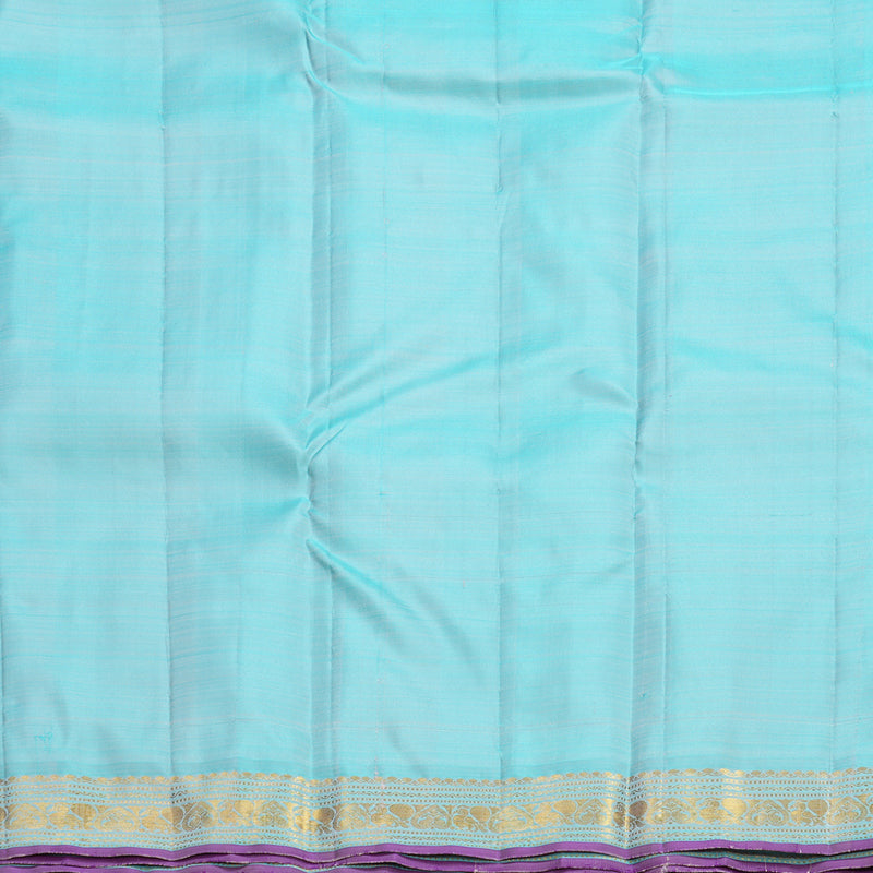 Hayagrivas Handloom Mild Peach Kanjivaram Silk Saree with Sky Blue Border KBF656G5-7