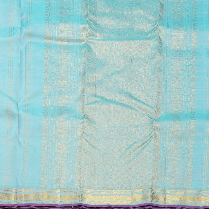Hayagrivas Handloom Mild Peach Kanjivaram Silk Saree with Sky Blue Border KBF656G5-7