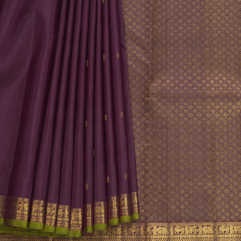 Hayagrivas Handloom Wine Kanjivaram Silk Saree KBF656G5-9