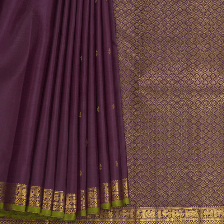 Hayagrivas Handloom Wine Kanjivaram Silk Saree KBF656G5-9