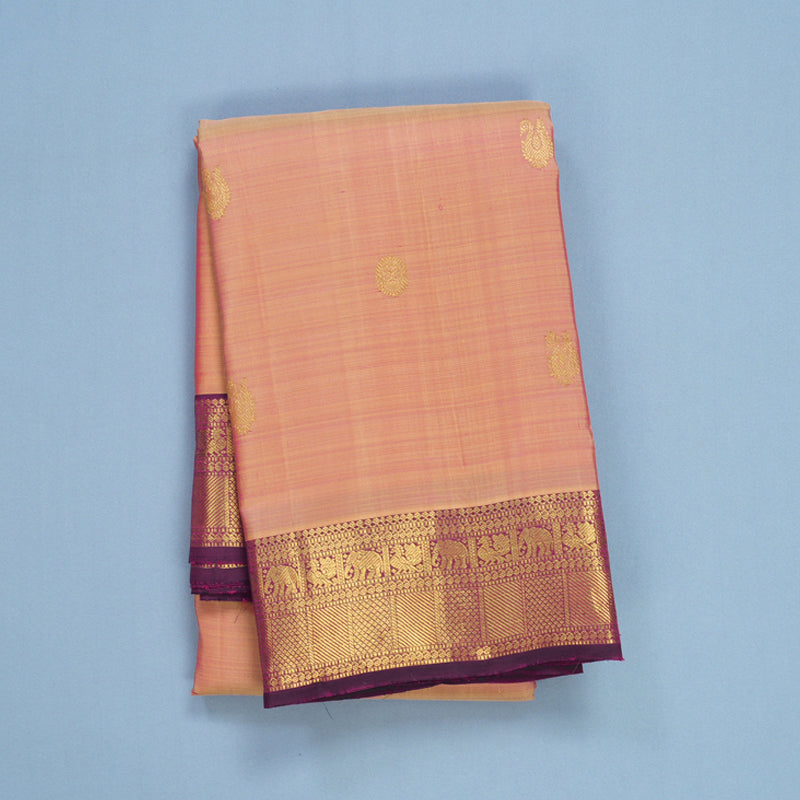 Hayagrivas Handloom Onion Pink Kanjivaram Silk Saree with Purple Border KBF656G6-2