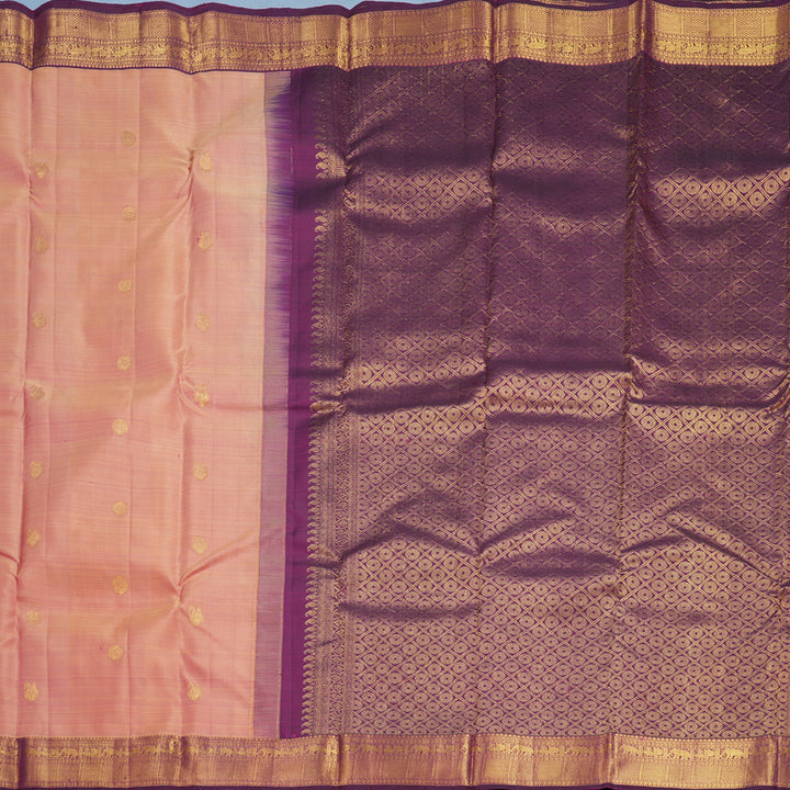 Hayagrivas Handloom Onion Pink Kanjivaram Silk Saree with Purple Border KBF656G6-2