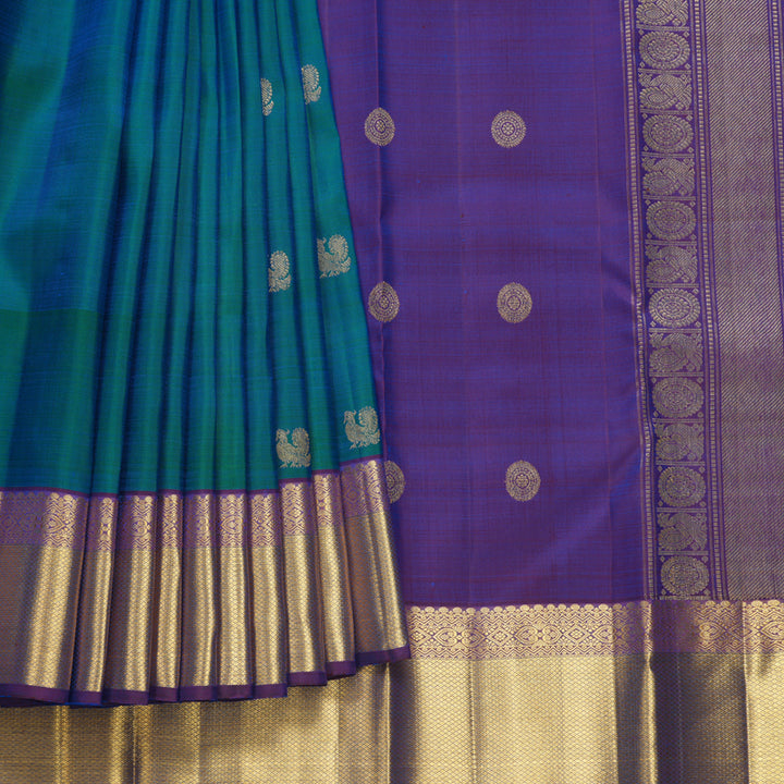 Hayagrivas Handloom Mayilkazhuthu Kanjivaram Silk Saree with Purple Border KBF656G7-1