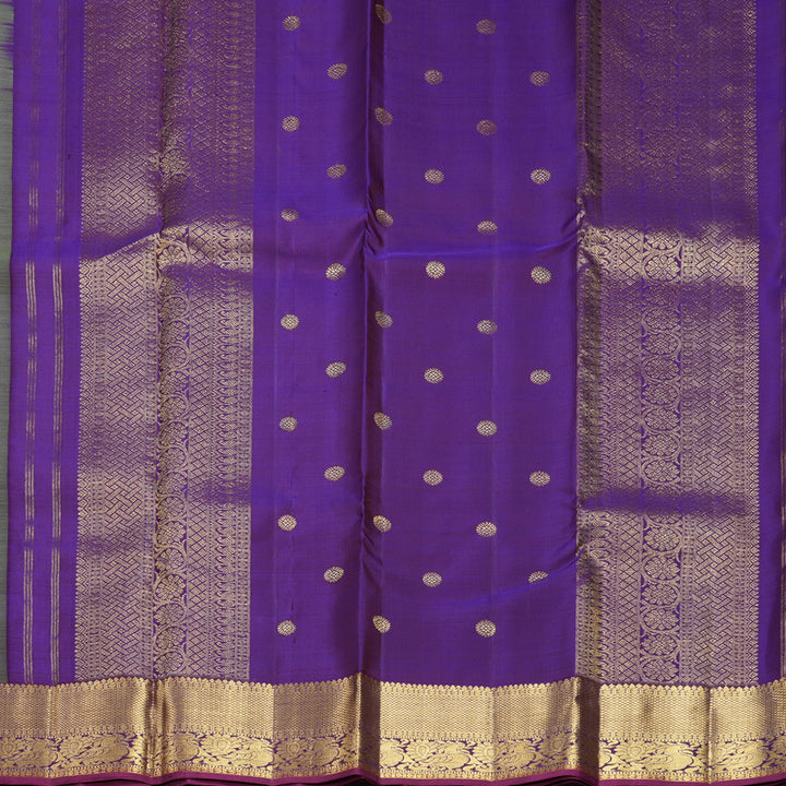 Hayagrivas Handloom Olive Green Kanjivaram Silk Saree with Purple Border KBF656G7-10