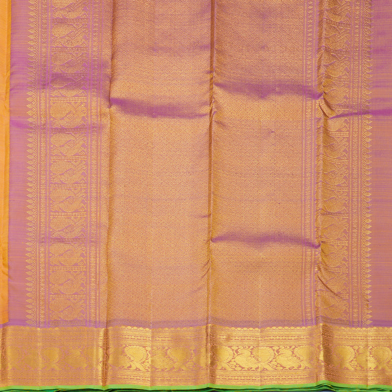 Hayagrivas Handloom Mambazham Yellow Kanjivaram Silk Saree with Purple Border KBF656G7-5