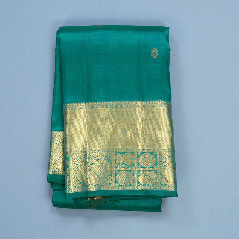 Hayagrivas Handloom Peacock Green Kanjivaram Silk Saree KBF656G7-6