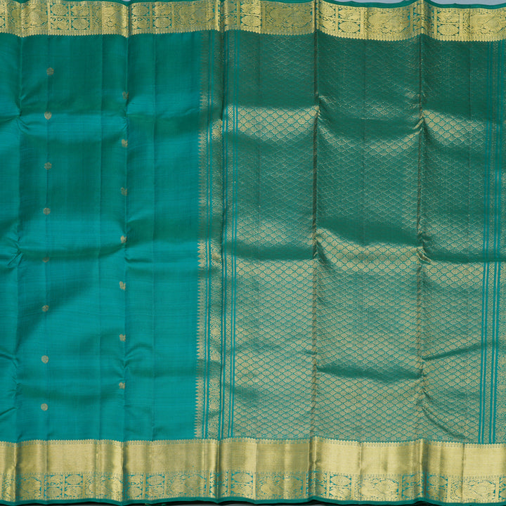 Hayagrivas Handloom Peacock Green Kanjivaram Silk Saree KBF656G7-6