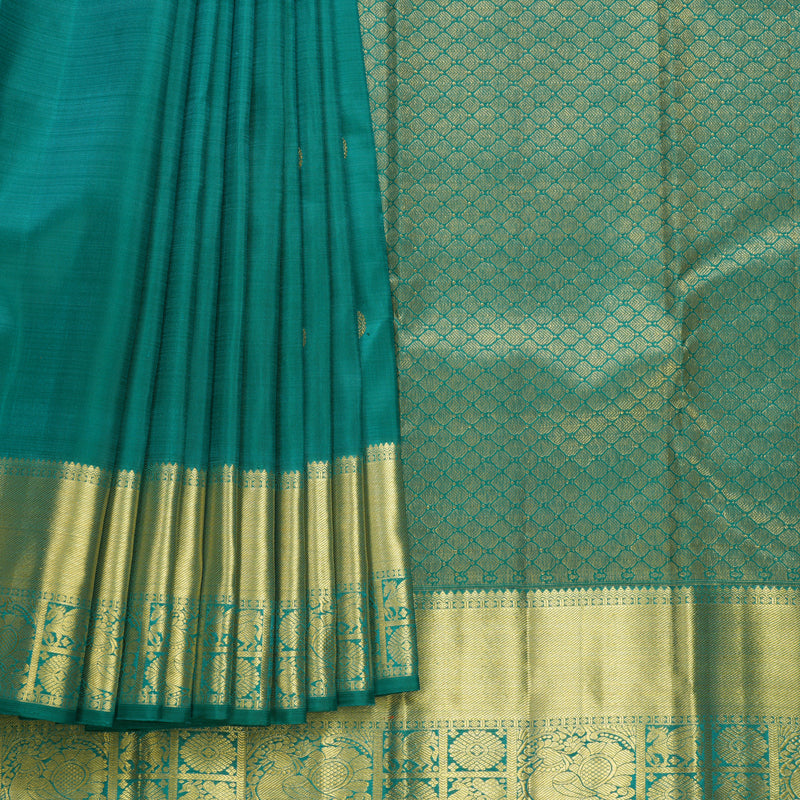 Hayagrivas Handloom Peacock Green Kanjivaram Silk Saree KBF656G7-6
