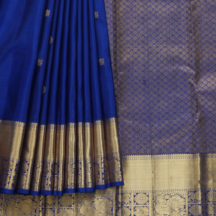 Hayagrivas Handloom MS Blue Kanjivaram Silk Saree KBF656G7-7
