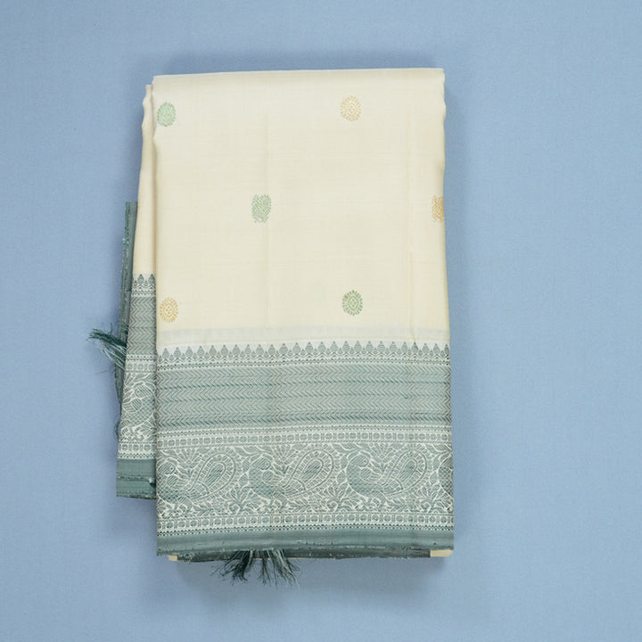 Hayagrivas Handloom Beige Kanjivaram Silk Saree KBF656G8-1