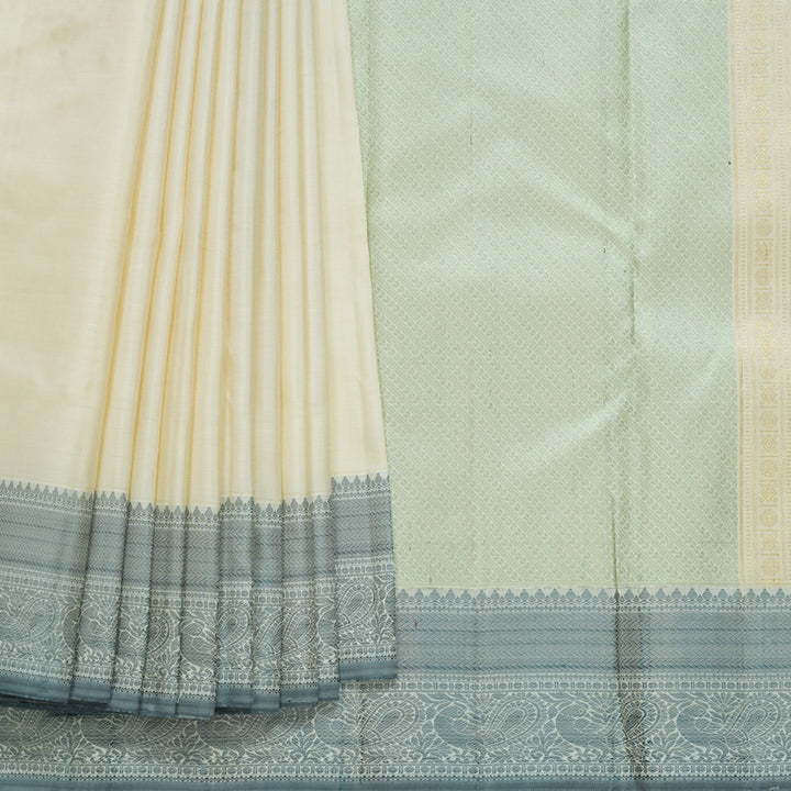 Hayagrivas Handloom Beige Kanjivaram Silk Saree KBF656G8-1