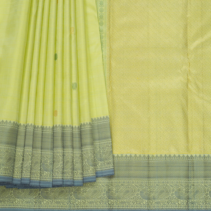 Hayagrivas Handloom Neon Green Kanjivaram Silk Saree KBF656G8-3
