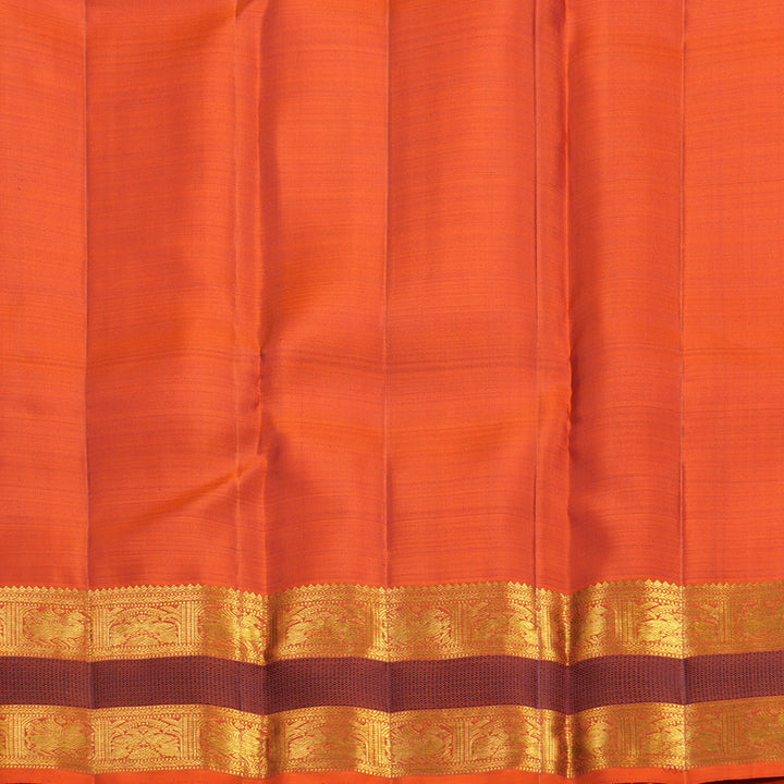 Hayagrivas Handloom Red Kanjivaram Silk Saree with Orange Border KBF656G9-1