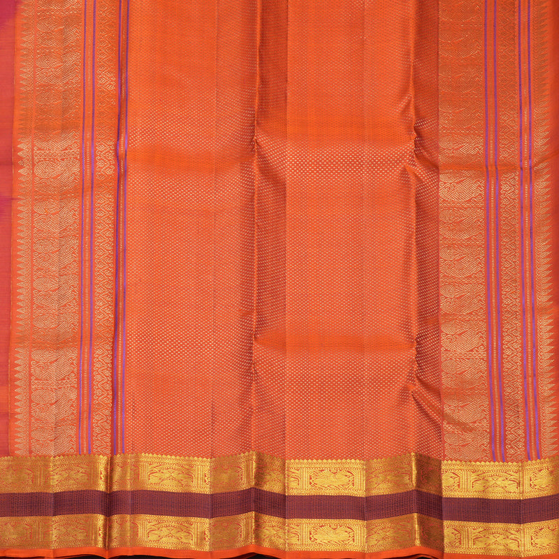 Hayagrivas Handloom Red Kanjivaram Silk Saree with Orange Border KBF656G9-1