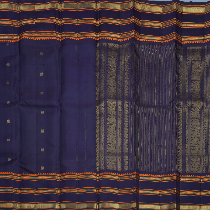 Hayagrivas Handloom Midnight Blue Kanjivaram Silk Saree KBF656G9-2