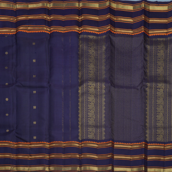 Hayagrivas Handloom Midnight Blue Kanjivaram Silk Saree KBF656G9-2