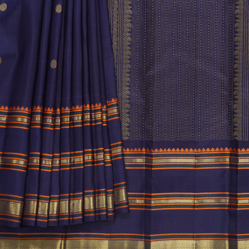 Hayagrivas Handloom Midnight Blue Kanjivaram Silk Saree KBF656G9-2