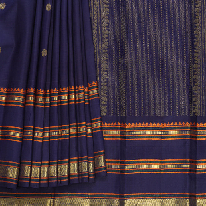 Hayagrivas Handloom Midnight Blue Kanjivaram Silk Saree KBF656G9-2