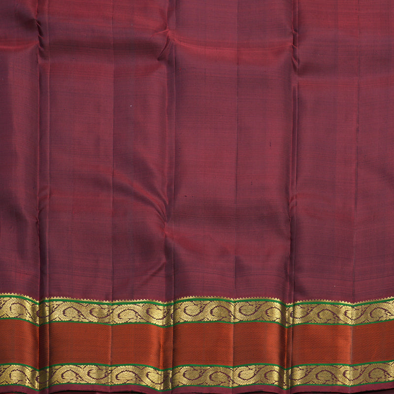 Hayagrivas Handloom Karpaga Pachai Kanjivaram Silk Saree with Rusty Red Border KBF656G9-3