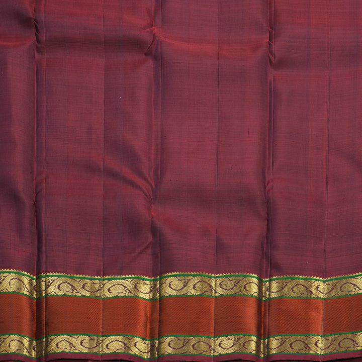 Hayagrivas Handloom Karpaga Pachai Kanjivaram Silk Saree with Rusty Red Border KBF656G9-3