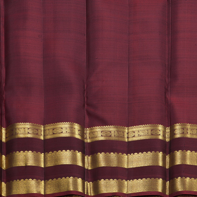 Hayagrivas Handloom Black Kanjivaram Silk Saree with Rust Orange Border KBF656G9-4