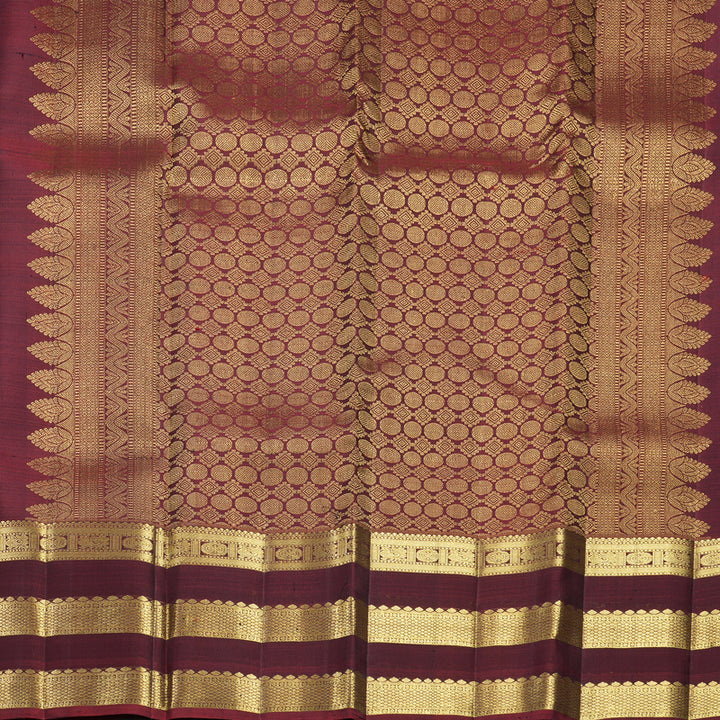 Hayagrivas Handloom Black Kanjivaram Silk Saree with Rust Orange Border KBF656G9-4