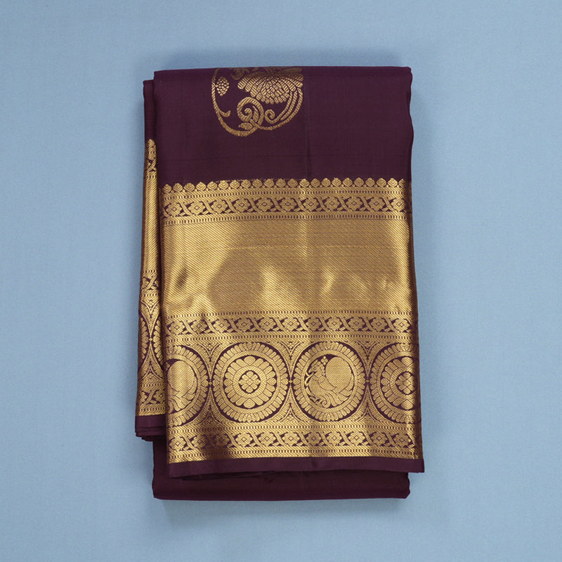 Hayagrivas Handloom Brinjal Purple Kanjivaram Silk Saree KBF656G9-5