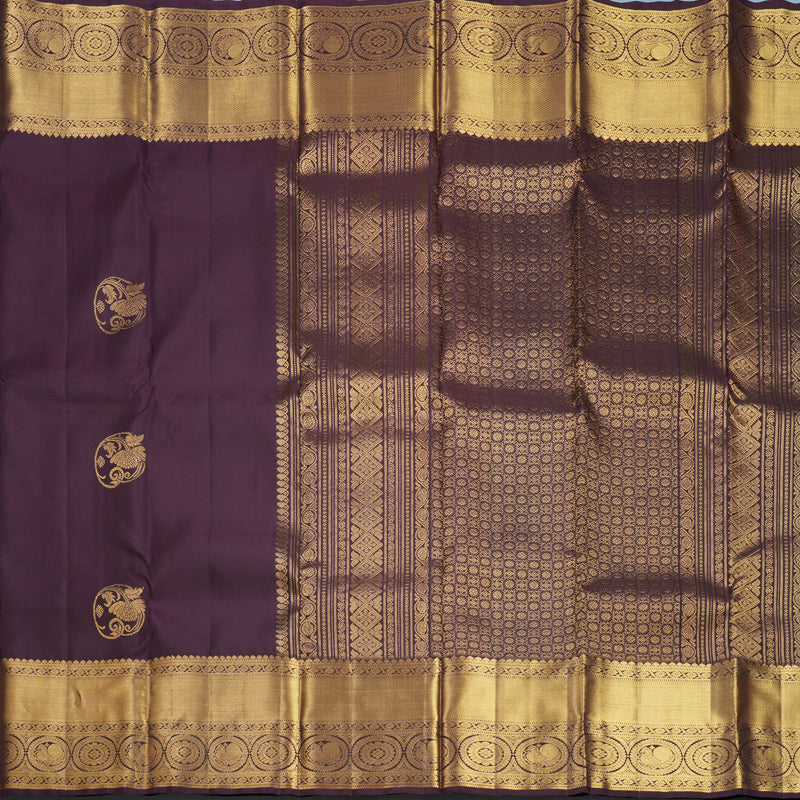 Hayagrivas Handloom Brinjal Purple Kanjivaram Silk Saree KBF656G9-5
