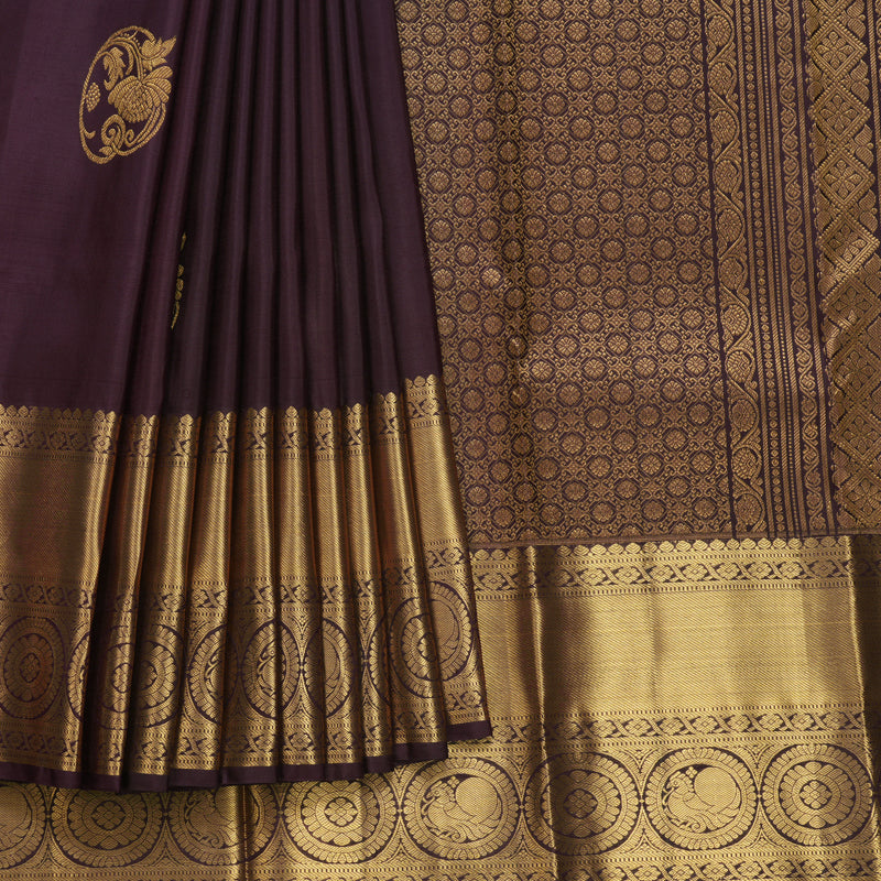 Hayagrivas Handloom Brinjal Purple Kanjivaram Silk Saree KBF656G9-5
