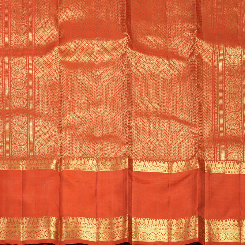 Hayagrivas Handloom Rusty Wine Kanjivaram Silk Saree with Orange Border KBF656G9-7