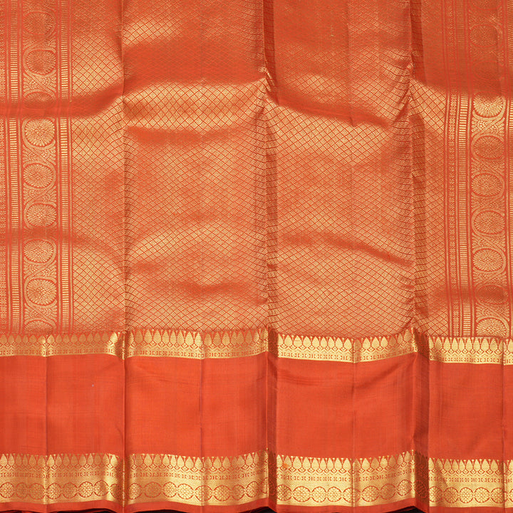 Hayagrivas Handloom Rusty Wine Kanjivaram Silk Saree with Orange Border KBF656G9-7