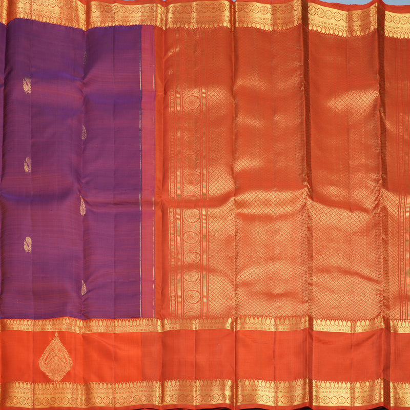 Hayagrivas Handloom Rusty Wine Kanjivaram Silk Saree with Orange Border KBF656G9-7