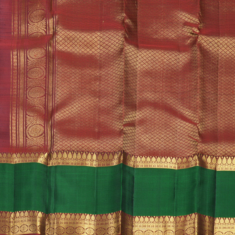 Hayagrivas Handloom Black Kanjivaram Silk Saree with Bottle Green Border KBF656G9-8