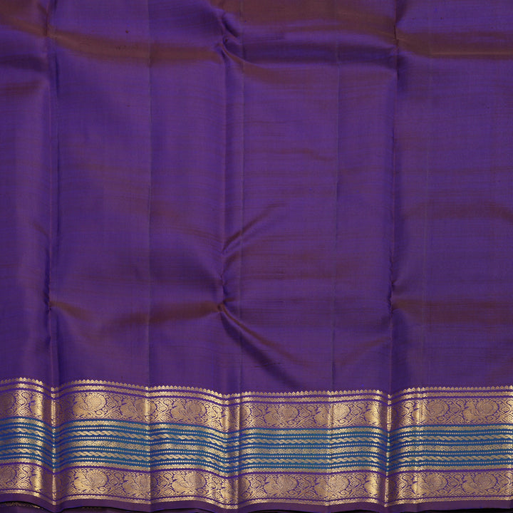 Hayagrivas Handloom MS Blue Kanjivaram Silk Saree with Brinjal Purple Border KBF656G9-9