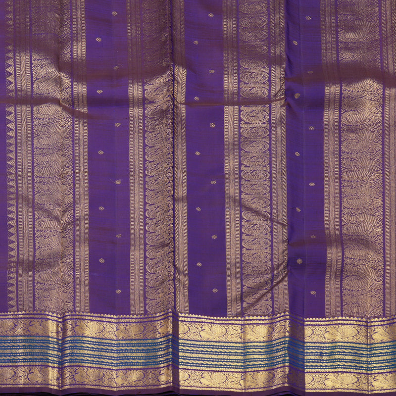 Hayagrivas Handloom MS Blue Kanjivaram Silk Saree with Brinjal Purple Border KBF656G9-9