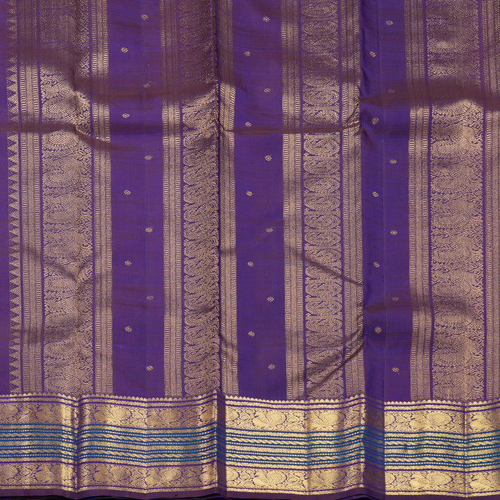 Hayagrivas Handloom MS Blue Kanjivaram Silk Saree with Brinjal Purple Border KBF656G9-9