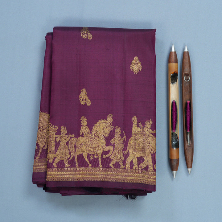Hayagrivas Handloom Purple Kanjivaram Silk Saree KBF657G3-1