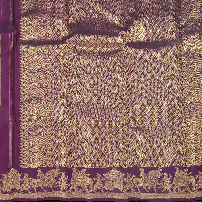 Hayagrivas Handloom Purple Kanjivaram Silk Saree KBF657G3-1