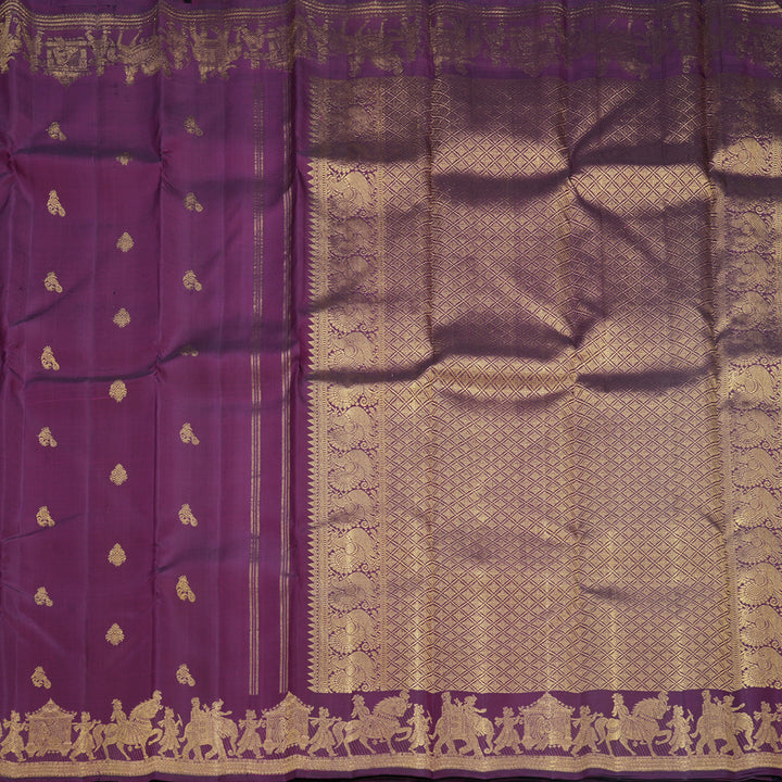 Hayagrivas Handloom Purple Kanjivaram Silk Saree KBF657G3-1