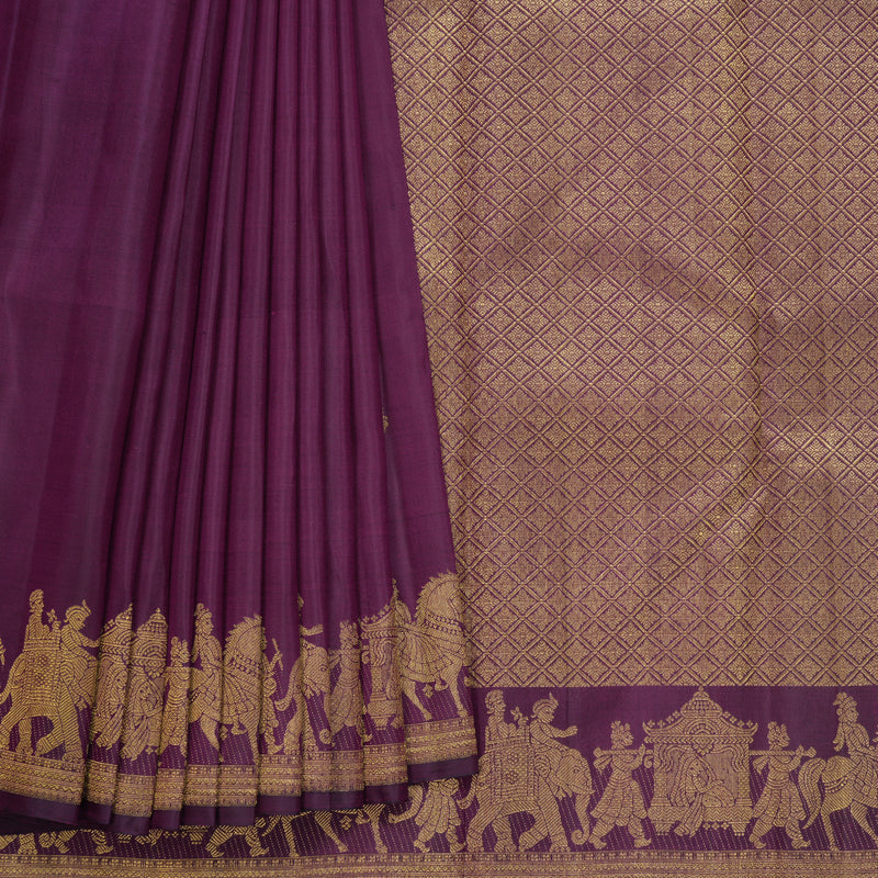 Hayagrivas Handloom Purple Kanjivaram Silk Saree KBF657G3-1