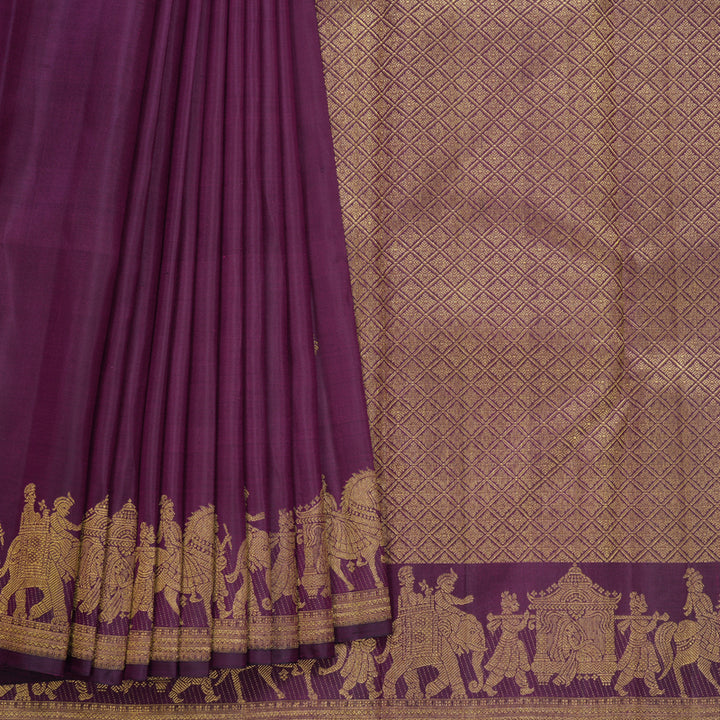 Hayagrivas Handloom Purple Kanjivaram Silk Saree KBF657G3-1