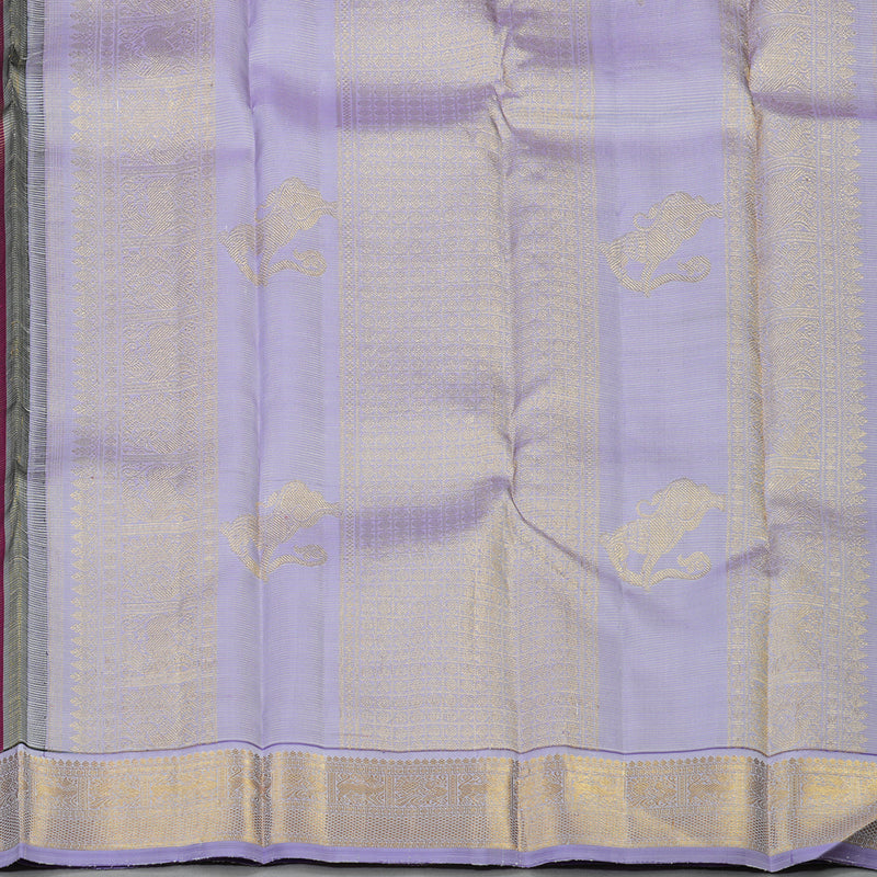 Hayagrivas Handloom Wine Purple Kanjivaram Silk Saree with Lavendar Border KBF65D3-1