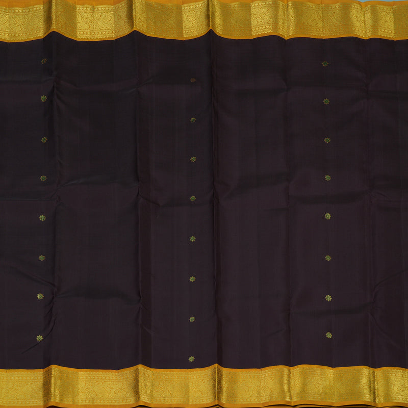Hayagrivas Handloom Kanchana Brown Kanjivaram Silk Saree with Mustard Border KBF65D3-4