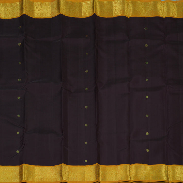 Hayagrivas Handloom Kanchana Brown Kanjivaram Silk Saree with Mustard Border KBF65D3-4