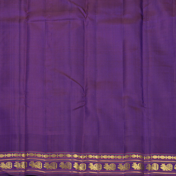 Hayagrivas Handloom Yellow Kanjivaram Silk Saree with Purple Border KBF660G1-1