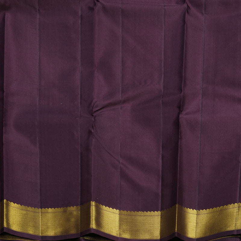 Hayagrivas Handloom Rust Orange Kanjivaram Silk Saree with Burgundy Border KBF665G1-6