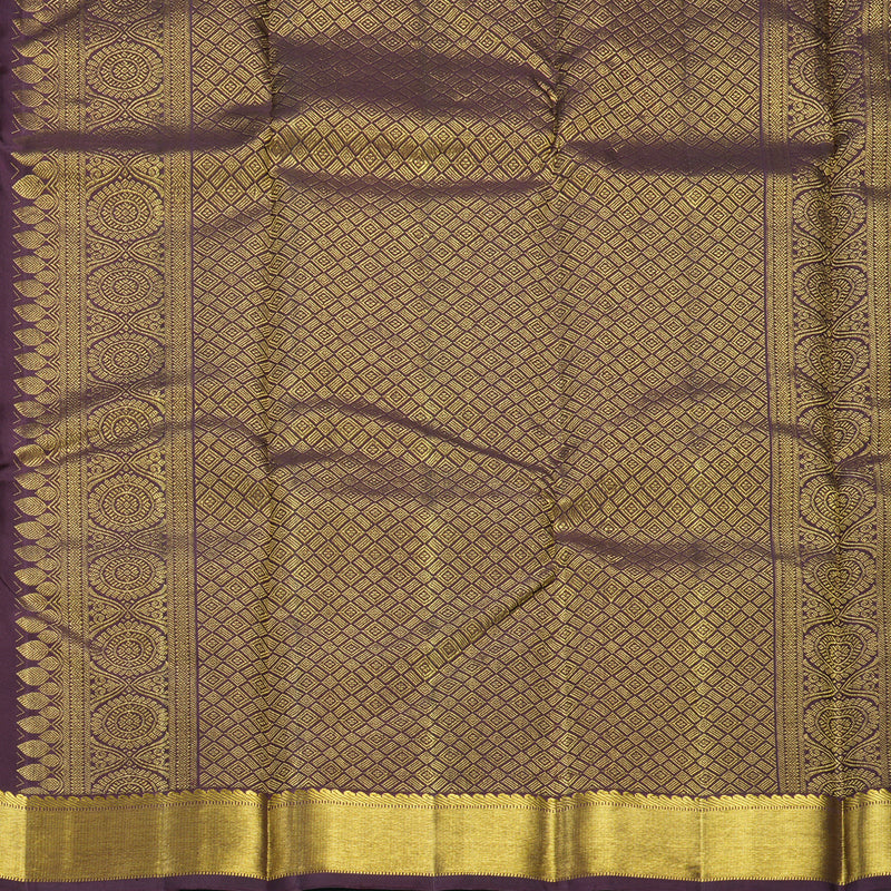 Hayagrivas Handloom Rust Orange Kanjivaram Silk Saree with Burgundy Border KBF665G1-6